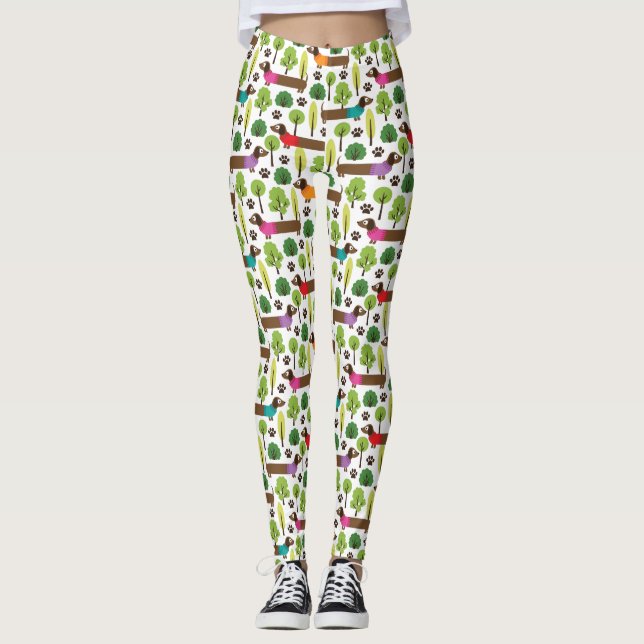 Dackeln zu Fuß im Park Leggings (Vorderseite)