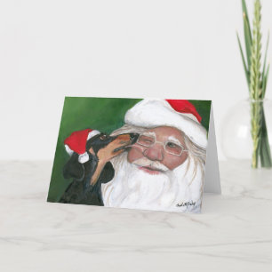 Dacshund's Kiss für Santa Dog Grußkarte Karte
