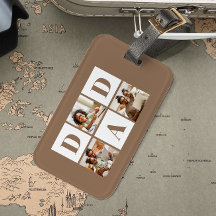 Dad 3 Photo Collage Bold Brown Typography