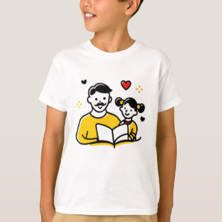Dad and Daughter Reading Heart Father's Day Tee