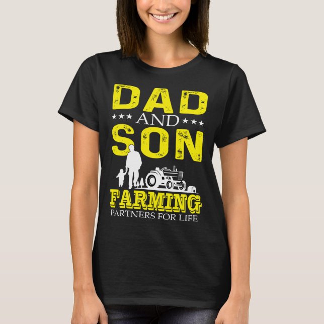 Dad And Son Farming Partners For Life  Cool Farmer T-Shirt (Vorderseite)