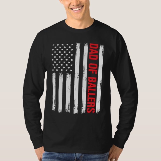 Dad Ballers American Flag Volleyball Softball Team T-Shirt (Vorderseite)