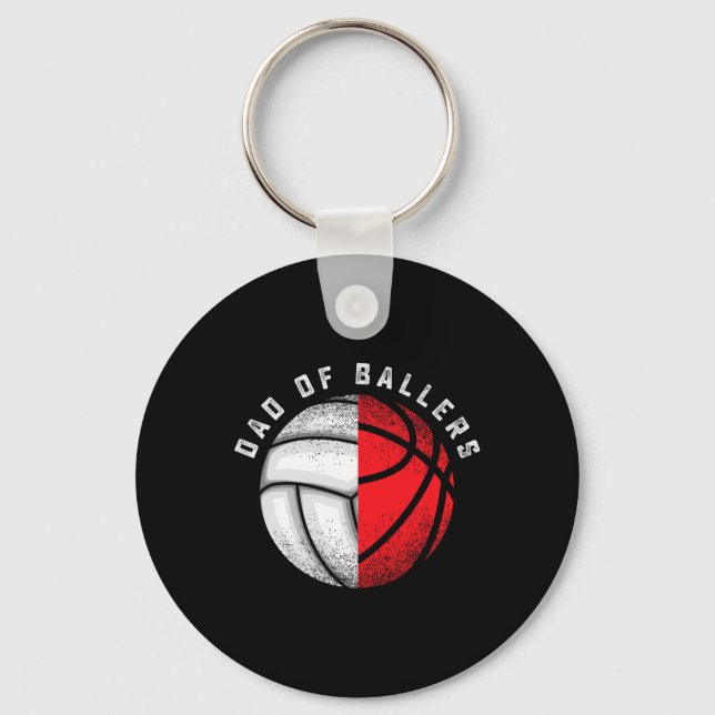 Dad Ballers Funny Volleyball Basketball Gift Son D Schlüsselanhänger (Vorderseite)