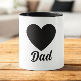 Dad - Classic Black Heart Typography Tasse