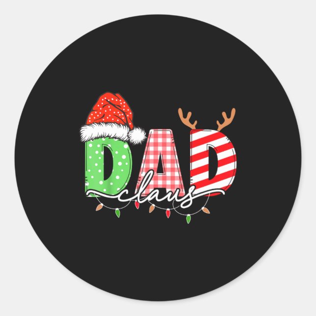 Dad Claus Xmas Christmas Lights Pajama Family Matc Runder Aufkleber (Vorderseite)