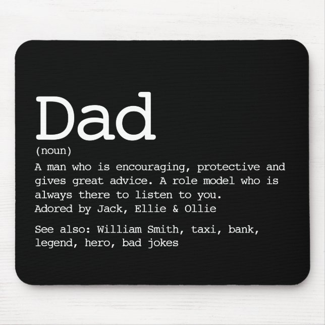 Dad Definition Father's Day Black and White Mousepad (Vorne)