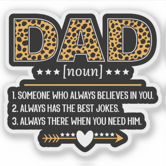 Dad-Definition Leopard-Print Vatertagsgeschenk Aufkleber (Vorderseite)