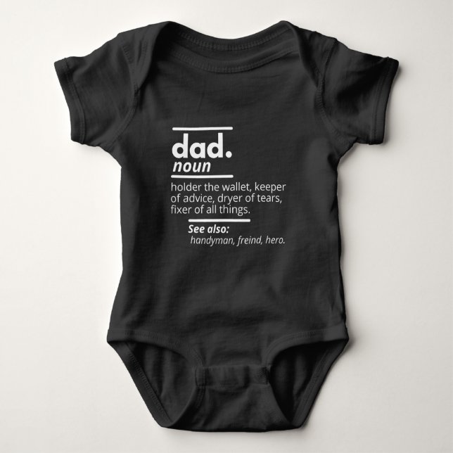 Dad Dictionary Definition - Funny Fathers Day Gift Baby Strampler (Vorderseite)