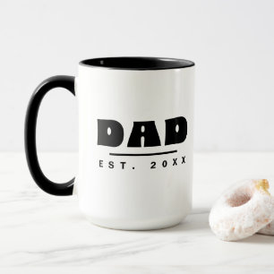 DAD Est. 20XX Moderne Typografie Schwarz & Weiß Tasse