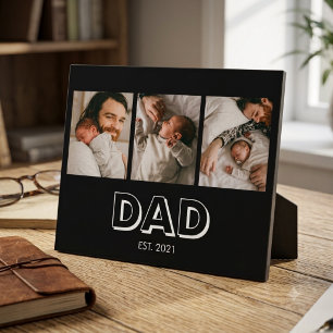 Dad Est 3 Foto-Geschenk Vater Andenken  Fotoplatte
