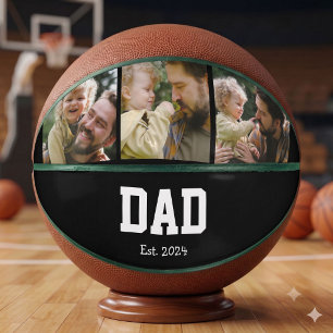 Dad Est. Fett Schwarz 3 Foto Vatertag Geschenk Basketball