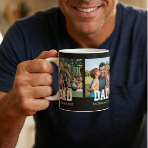 Dad Est. Fette schwarze Schrift 3 Foto Vatertagsge Kaffeetasse