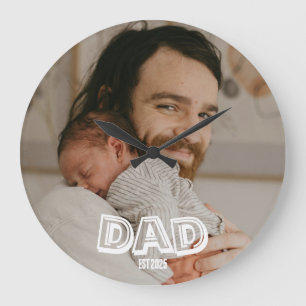 Dad Est Foto-Geschenk Neues Vater-Andenken Große Wanduhr