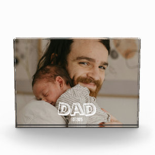 Dad Est Geschenk Neues Vater-Andenken  Fotoblock