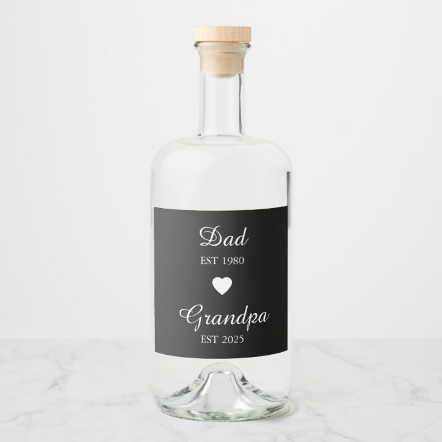 Dad est. & Grandpa est. – Custom Year Gift Alkoholflaschenetikett (Vorderseite)