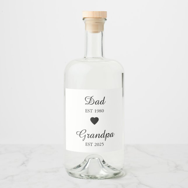 Dad est. & Grandpa est. – Custom Year Gift Alkoholflaschenetikett (Vorderseite)