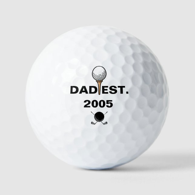 Dad Est Since Year Classic Golf Emblem Golfball (Vorderseite)