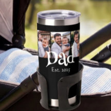 Dad Est. White Fun Bold Einfacher Text 3 Fotos