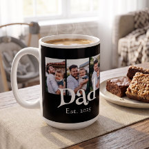 Dad Est. White Fun Fett Einfacher Text 3 Fotos