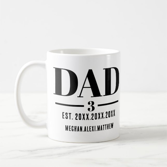 Dad Est. Year Name Number Bold Font Kaffeetasse (Links)