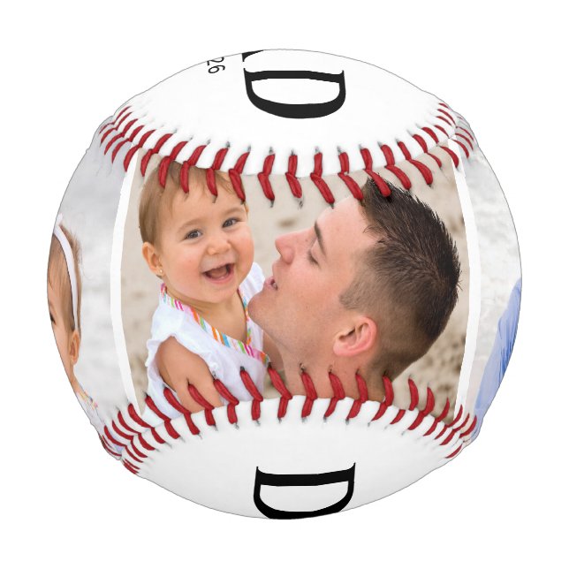 Dad Established 3 Photo Fathers Day Baseball (Vorderseite)