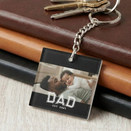 Dad Established Black Bold Photo Schlüsselanhänger