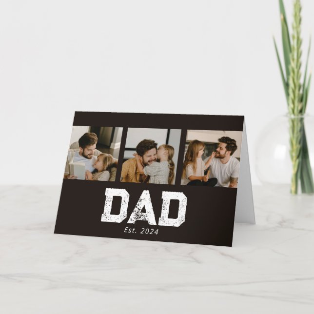 Dad Established Black Fun 3 Photo Karte (Vorderseite)