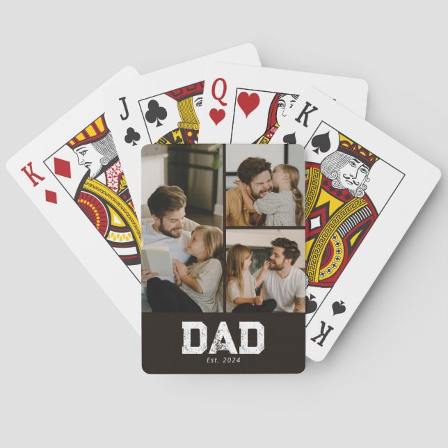 Dad Established Black Fun 3 Photo Spielkarten (Rückseite)