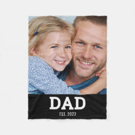 Dad Established Black Modern Photo Fleecedecke