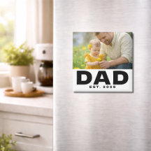 Dad Established Bold Photo Gift Magnet