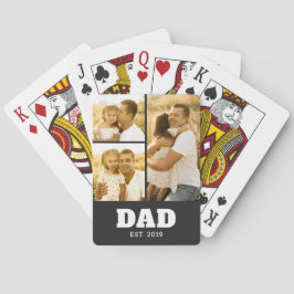 Dad Established Bold Text Black 3 Photo Spielkarten