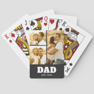 Dad Established Bold Text Black 3 Photo Spielkarten