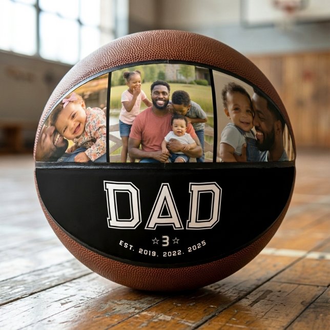 Dad Established Bold White 3 Photo Basketball (Von Creator hochgeladen)