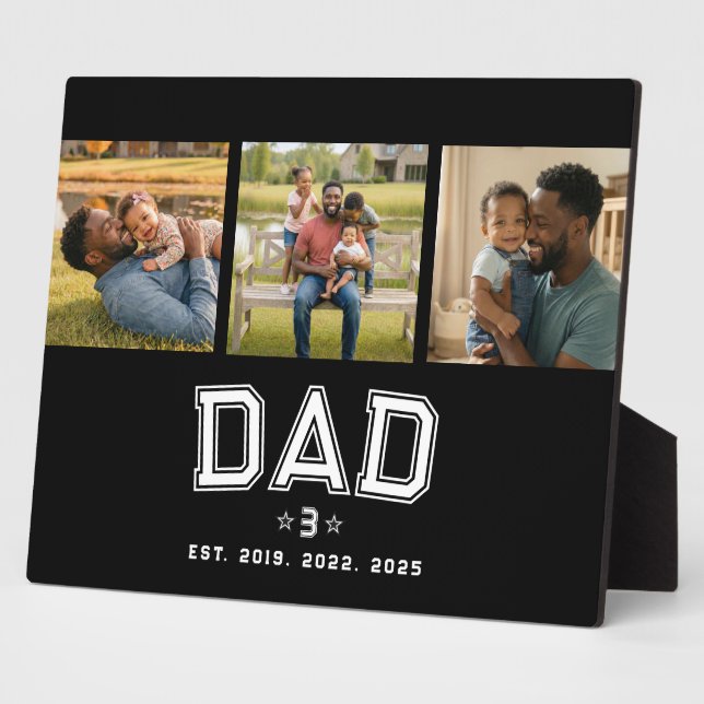 Dad Established Classic Bold White Black 3 Photo Fotoplatte (Seite)
