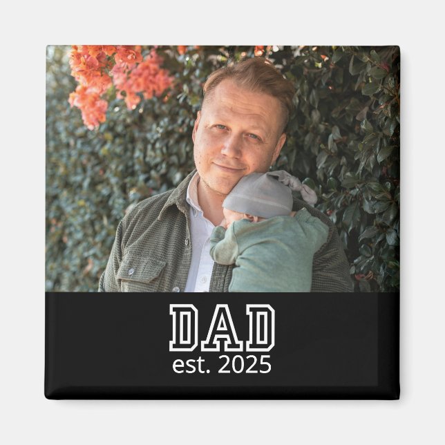 Dad Established Custom Year Photo Father Keepsake Magnet (Vorne)