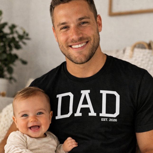 Dad Established Customizable Year Father's Day  T-Shirt (Von Creator hochgeladen)