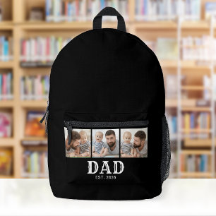 Dad Established Fettgedruckte Typografie Schwarz 3 Bedruckter Rucksack
