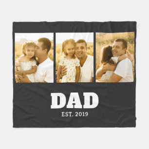 Dad Established Fettgedruckter Text Schwarz 3 Foto Fleecedecke