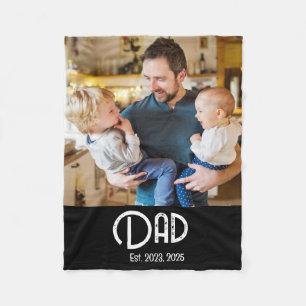 Dad Established Foto Black Grunge Schrift Fleecedecke