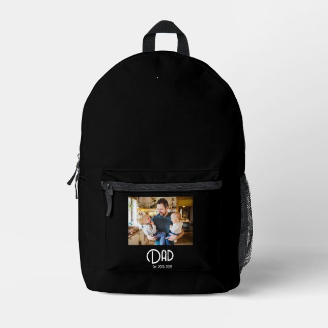 Dad Established Foto Grunge Text Bedruckter Rucksack (Vorderseite)