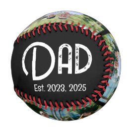 Dad Established Grunge Text Black 3 Photo Baseball
