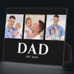 Dad Established Modern Black 3 Photo Fotoplatte<br><div class="desc">Black White Dad Established 3 Photo Design. Replace the photos with your own of your kids and change the year to the year/ years you became a dad.</div>