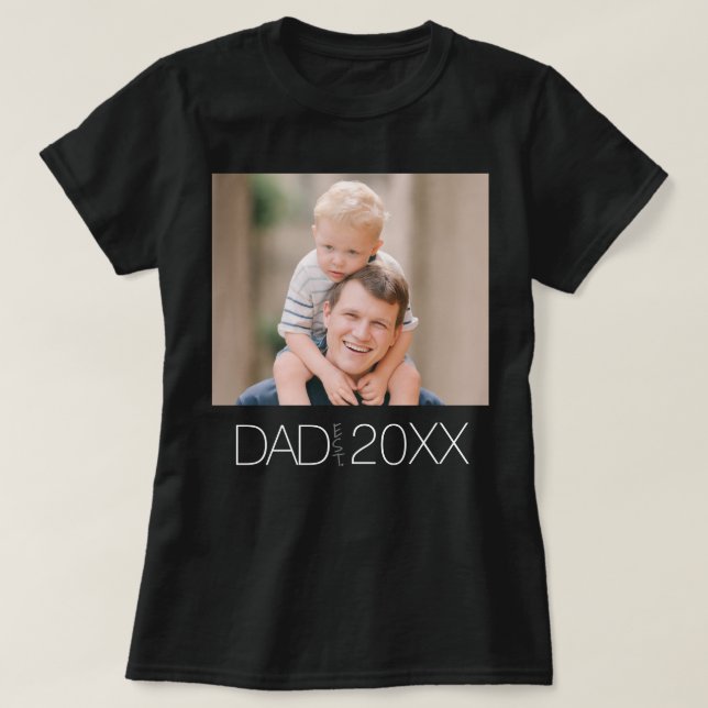 Dad Established Modern Script Photo T-Shirt (Design vorne)