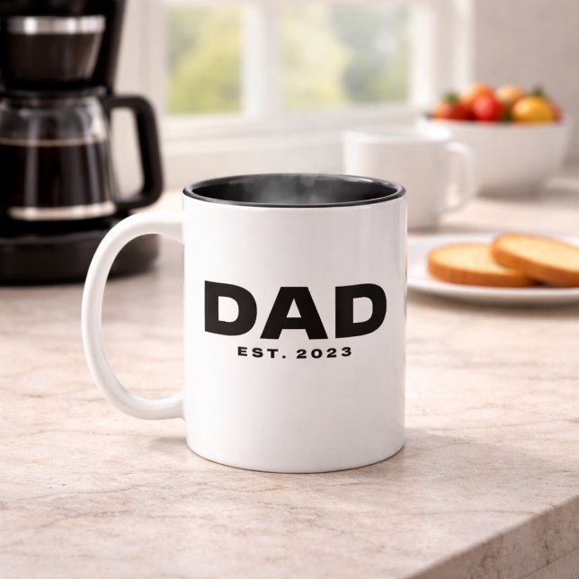 Dad Established New Dad Gift Mug Zweifarbige Tasse (Von Creator hochgeladen)