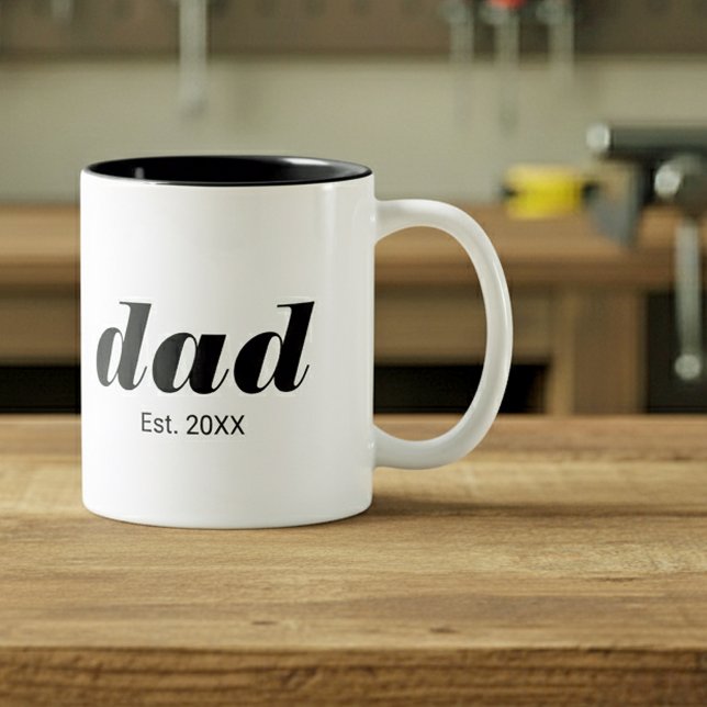 Dad Established New Dad Gift Zweifarbige Tasse (Von Creator hochgeladen)