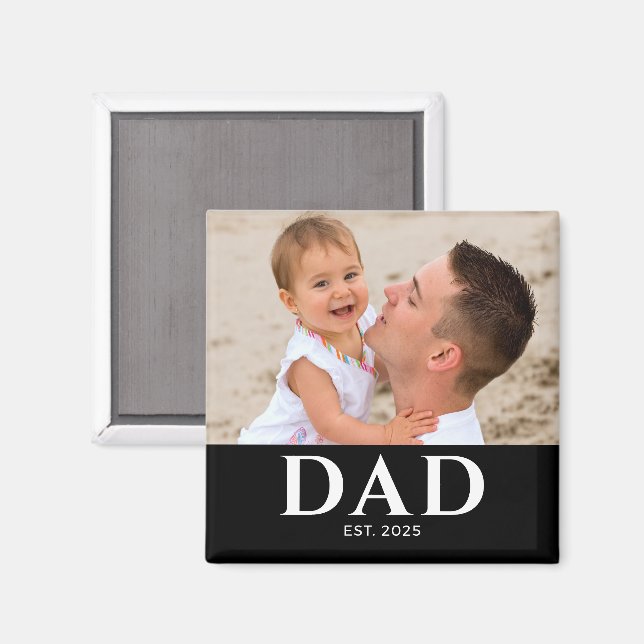 Dad Established Photo Father’s Day  Magnet (Vorderseite/Rückseite)