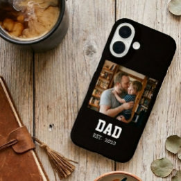 Dad Established Photo Father's Day Gift Black iPhone 16 Hülle