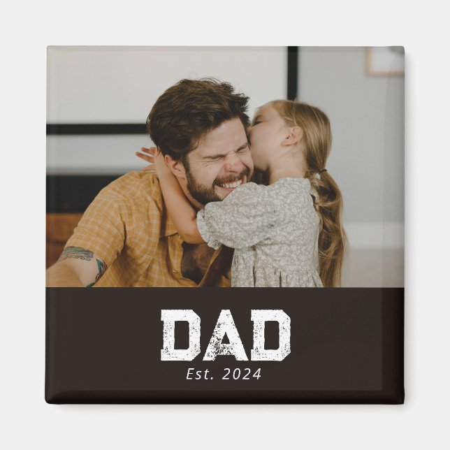 Dad Established Photo Father's Day Magnet (Vorne)