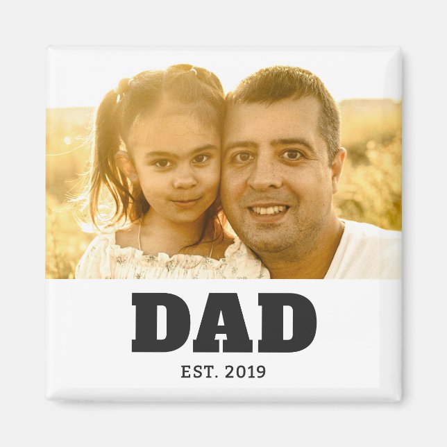 Dad Established Photo Gift Magnet (Vorne)