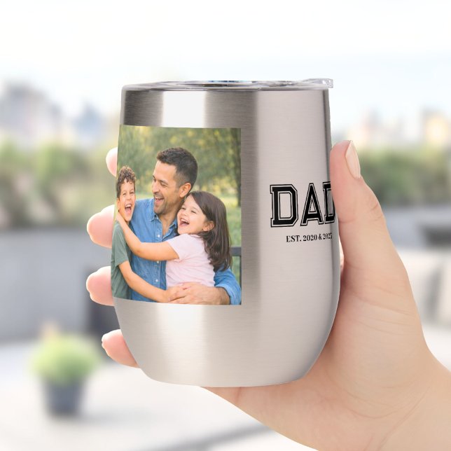 Dad Established Photo Modern Typography New Dad ("Dad Established" modern photo design with popular varsity style text. A great gift for Father's day)